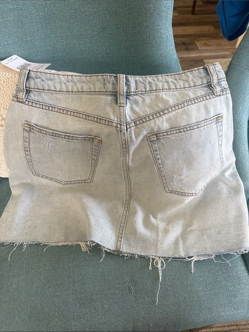Free People Light Blue Distressed Denim Mini Skirt